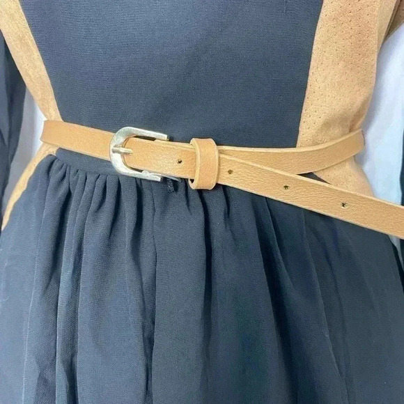 My Michelle Black Sheer Long sleeve Belted Button Back Detail Dress - Picture 8 of 9